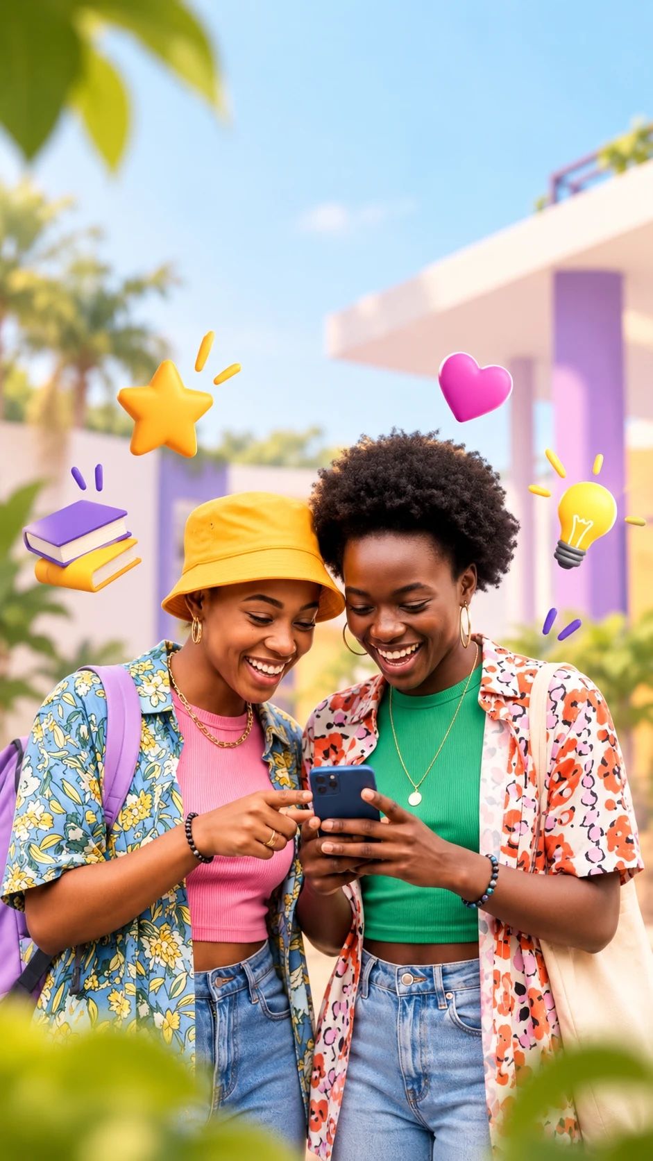 Deux élèves découvrent l'app sur le campus